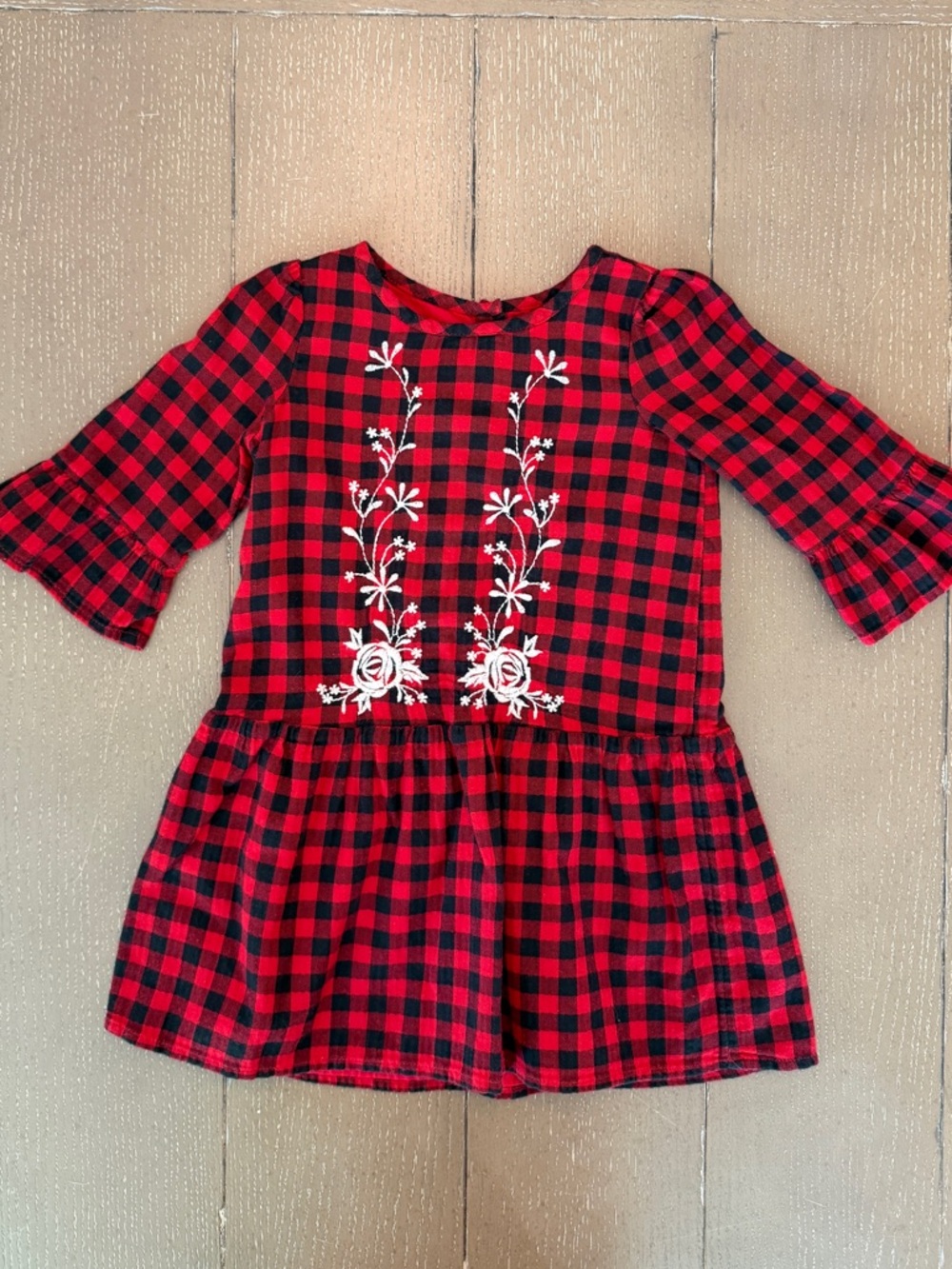 GAP Kids Red Plaid Flannel Long-Sleeve Dress Size 4T/ Girls Fall Dress